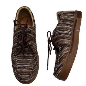 Sun + Stone Men’s Nash Brown Striped Canvas Loafer Sneakers S-388 Sz 9